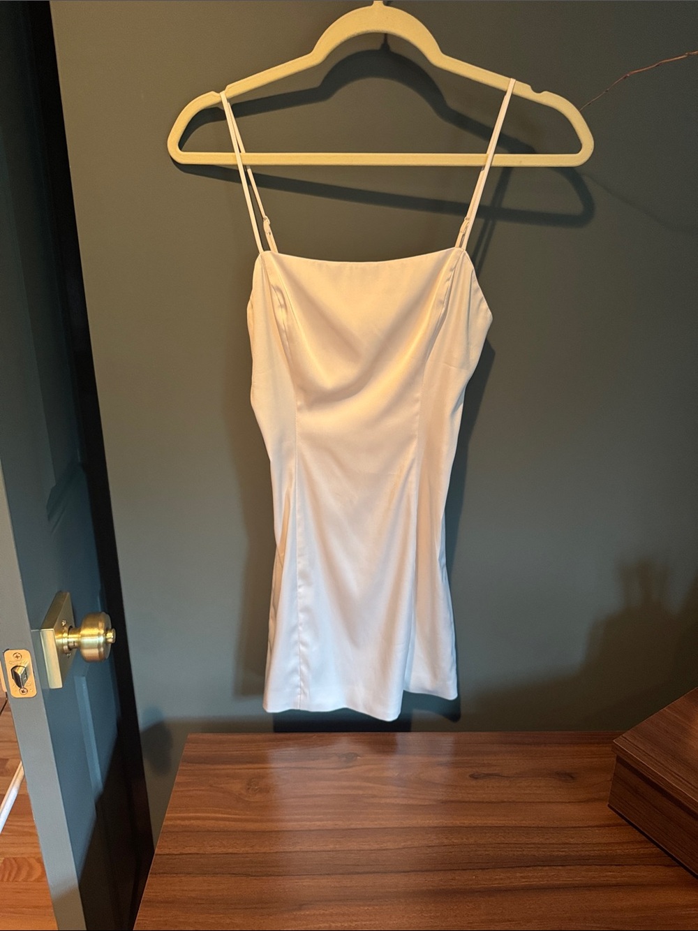 Aritzia Sunday Best Ivory Satin Slip Dress with Spaghetti Straps